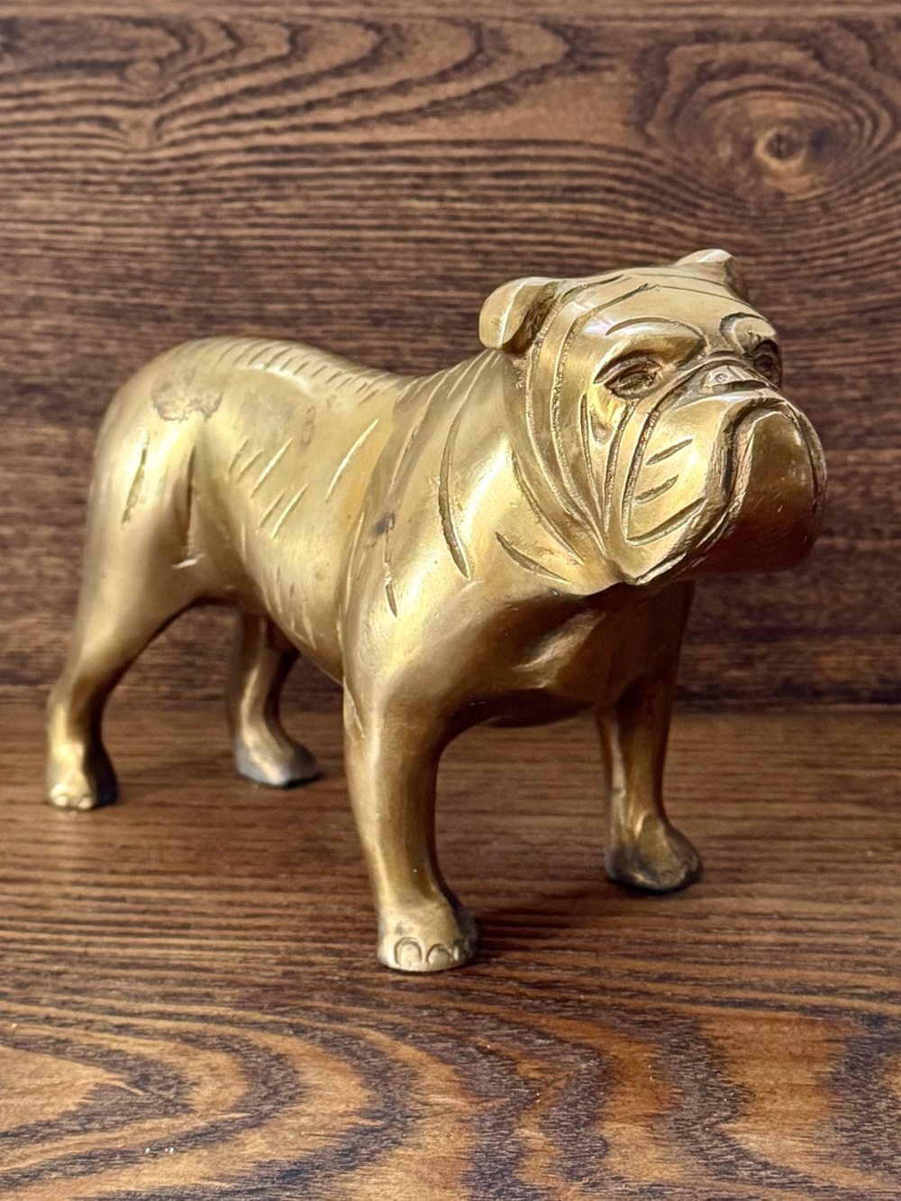 Solid Brass Bulldog Statue Doorstop Figurine Antique c. 1920s